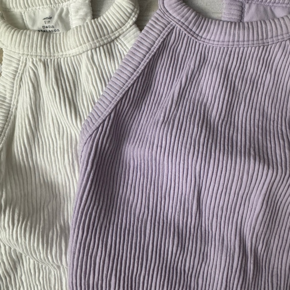 Aerie Ribbed Halter Camis in White and Lavender